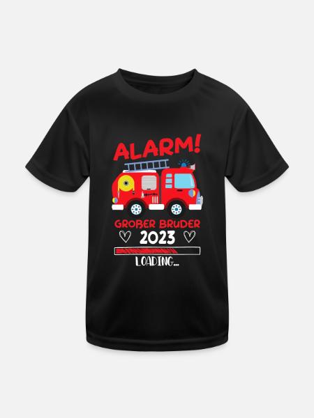 Großer Bruder 2023 Feuerwehr Alarm - Kinder Funktions-T-Shirt - Schwarz - Vorne
