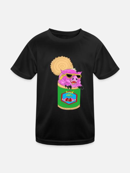 100% pork - Kids Functional T-Shirt - black - Front