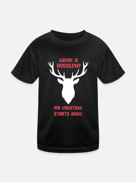 Où est Rudolph? Mes vacances commencent bientôt. - T-shirt sport Enfant - noir - Devant