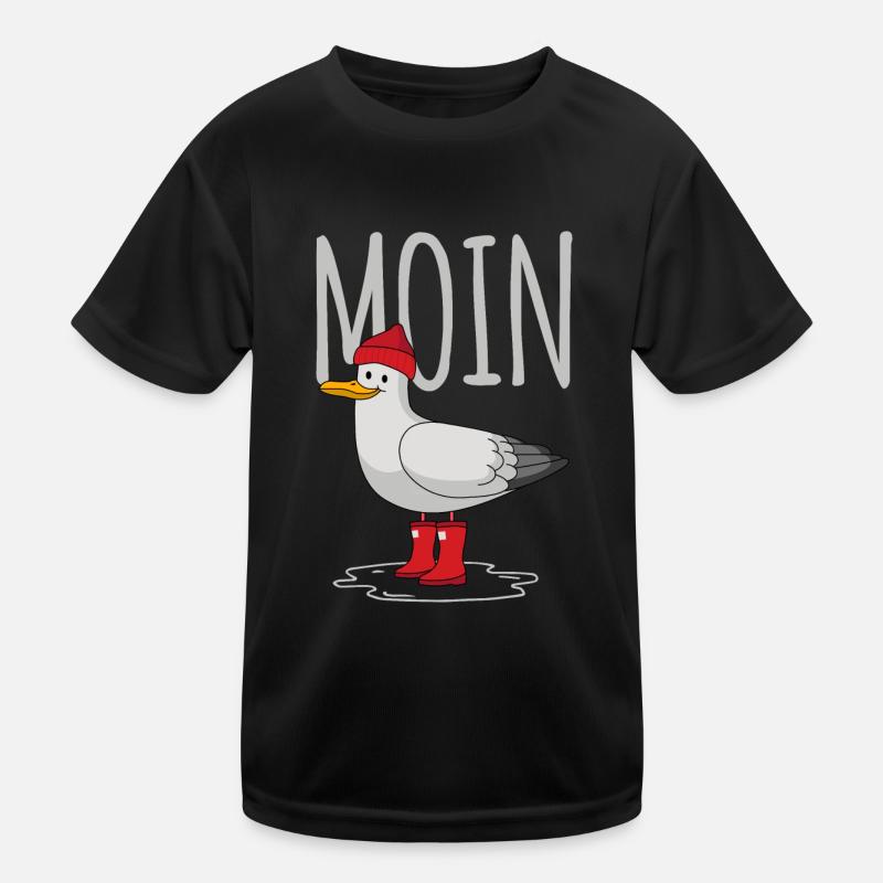 Moin Möwe - Kinder Funktions-T-Shirt - Schwarz