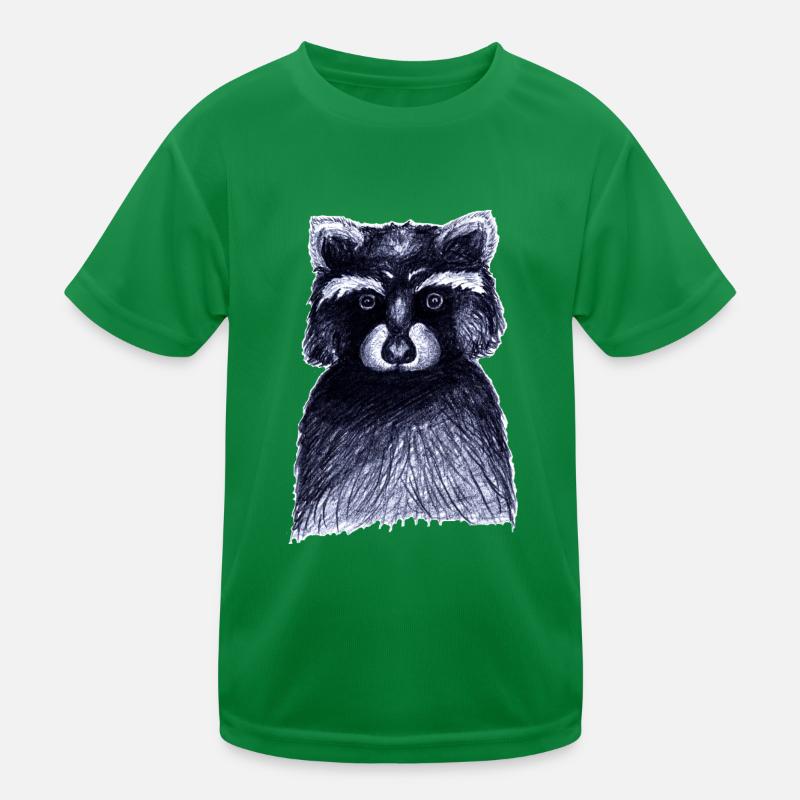 Dunkelschwarzer und weißer Waschbär Kinder Funktions-T-Shirt
