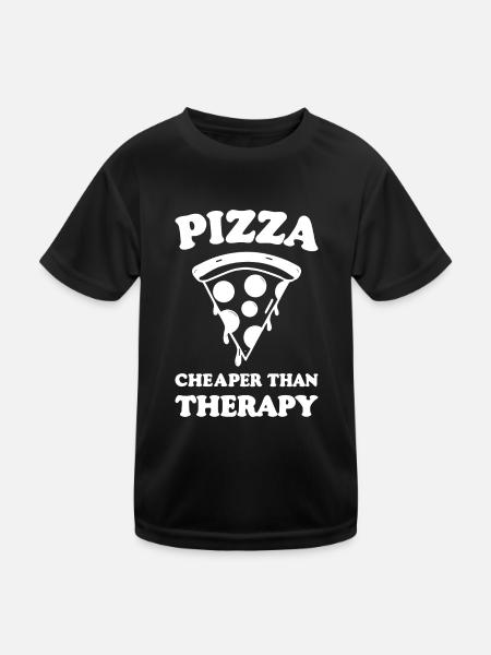 La pizza moins chère que la thérapie - T-shirt sport Enfant - noir - Devant