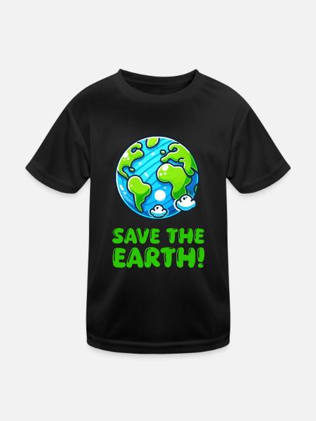 erde planet save the earth - Kinder Funktions-T-Shirt - Schwarz - Vorne