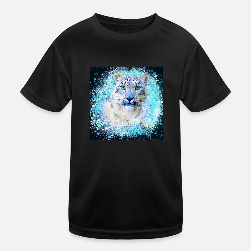 léopard des neiges, chat, léopard, jaguar, blanc, graffiti T-shirt sport Enfant