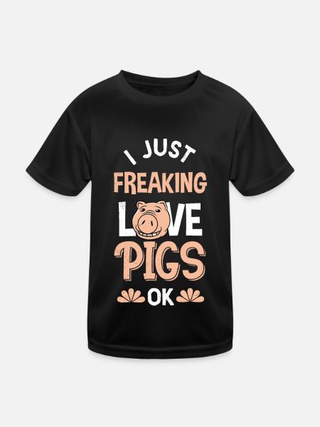 Schwein Schweinchen Schweine Hausschwein - Kinder Funktions-T-Shirt - Schwarz - Vorne