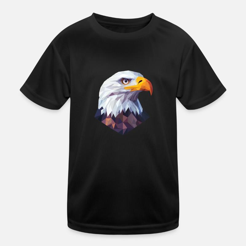 Adler Kopf Low Poly Logo Design - Kinder Funktions-T-Shirt - Schwarz