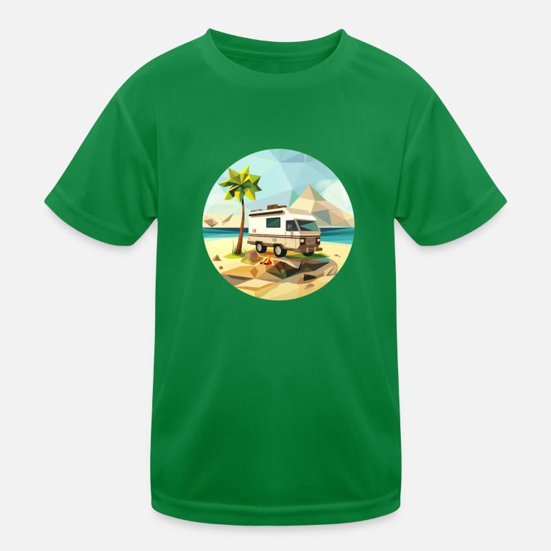 Camping à l’ancienne – Moderne dans un look low poly T-shirt sport Enfant