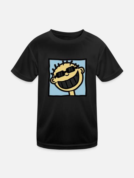 Ein grinsender Tourist - Kinder Funktions-T-Shirt - Schwarz - Vorne