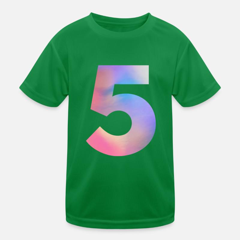 Bunte Zahl 5 Kinder Funktions-T-Shirt