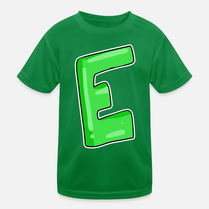 Letter E Initial point Kids Functional T-Shirt