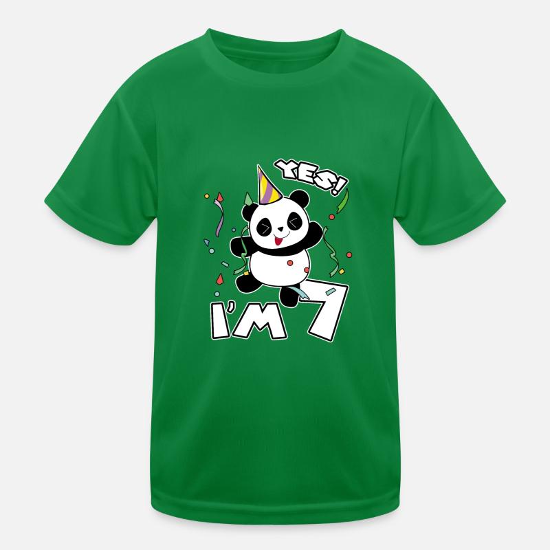 7th Birthday Panda Party Yes I'm 7 Years Old Gift Kids Functional T-Shirt