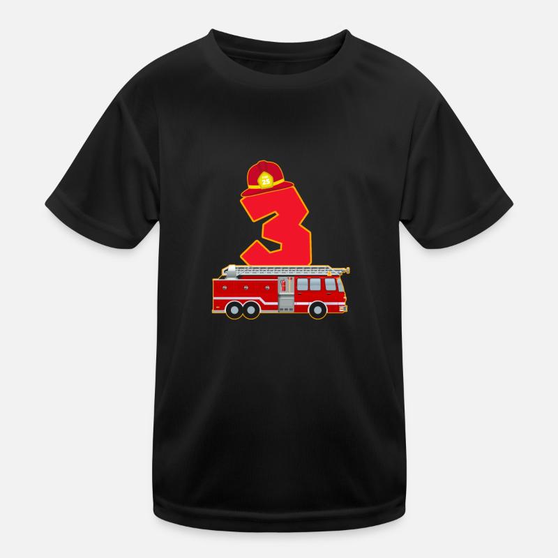 3rd Birthday Fireman Firefighter Fire Truck Gift Kids Functional T-Shirt