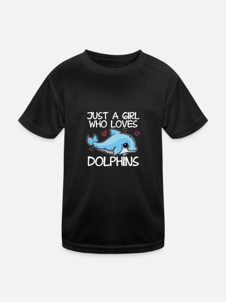 Just A Girl Who Loves Dolphins Cute Blue Dolphin - Kids Functional T-Shirt - black - Front