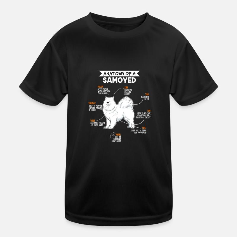 Samojede Anatomie Hunde Geschenk - Kinder Funktions-T-Shirt - Schwarz