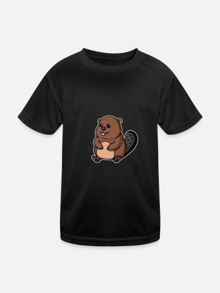 Mignon castor rongeur cadeau - T-shirt sport Enfant - noir - Devant