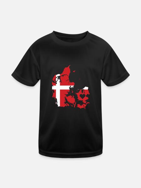 Amour Danemark Cadeau Danois Coeur - T-shirt sport Enfant - noir - Devant