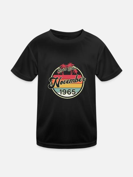 Vintage 55. Geburtstags November 1965 Sportler - Kinder Funktions-T-Shirt - Schwarz - Vorne