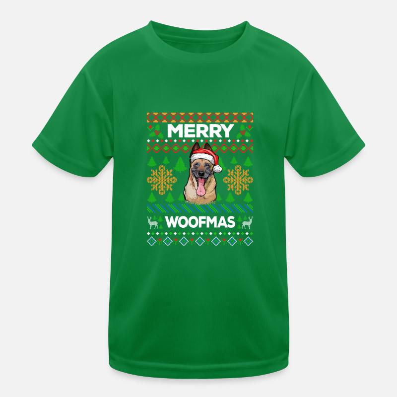 Merry Woofmas Ugly Malinois Kids Functional T-Shirt