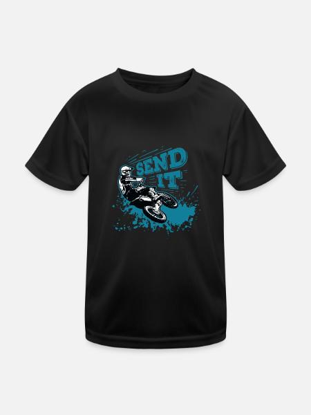 Send It! Motorcross Biker Dirt Bike Geschnkidee - Kinder Funktions-T-Shirt - Schwarz - Vorne