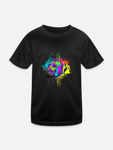 Splash Art Rhodesian Ridgeback Dog Lover Gift Idea - Kids Functional T-Shirt - black - Front