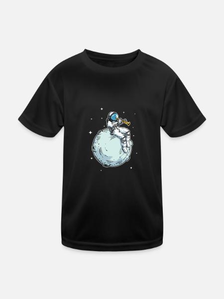 Astronaut Playing Clarinet Music Clarinet Lover - Kids Functional T-Shirt - black - Front
