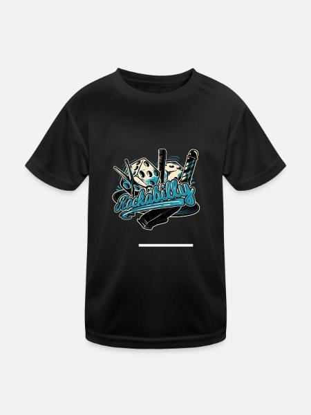 Rock Rockabilly Friseur Schere Kamm Barber - Kinder Funktions-T-Shirt - Schwarz - Vorne