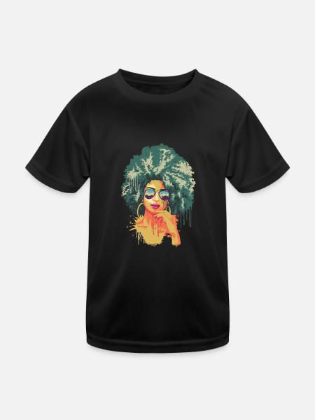 Vintage Retro Art 70's Afro Noir Africain - T-shirt sport Enfant - noir - Devant