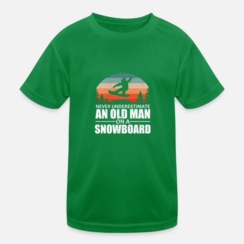 Never Underestimate An Old Man Snowboard Kids Functional T-Shirt