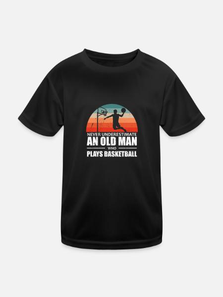 Never Underestimate An Old Man Who Play Basketball - Kids Functional T-Shirt - black - Front