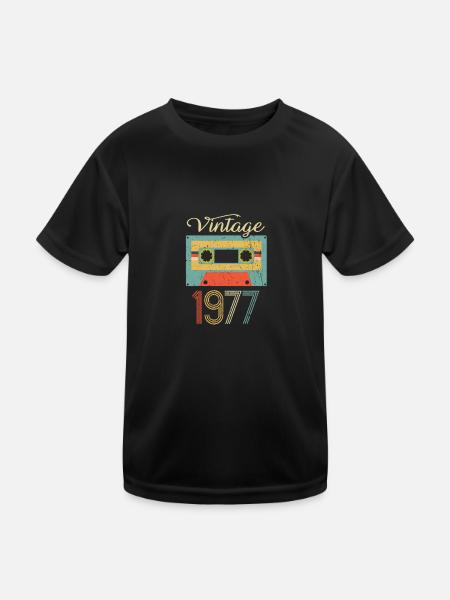 Vintage Kassette 1977 45. Geburtstags Geschenk - Kinder Funktions-T-Shirt - Schwarz - Vorne