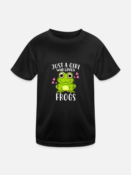 Funny Cute Frog Lover Just A Girl Who Loves Frogs - Kids Functional T-Shirt - black - Front