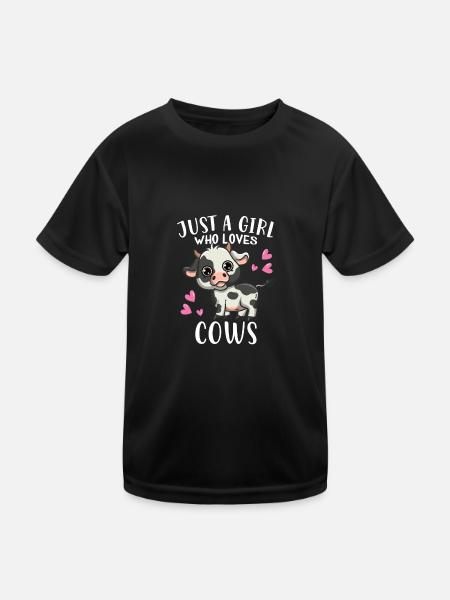 Funny Farmer Cow Lover Just A Girl Who Loves Cows - Kids Functional T-Shirt - black - Front