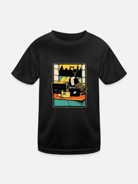 Samurai Computer Nerd Programmierer IT Webdesigner - Kinder Funktions-T-Shirt - Schwarz - Vorne