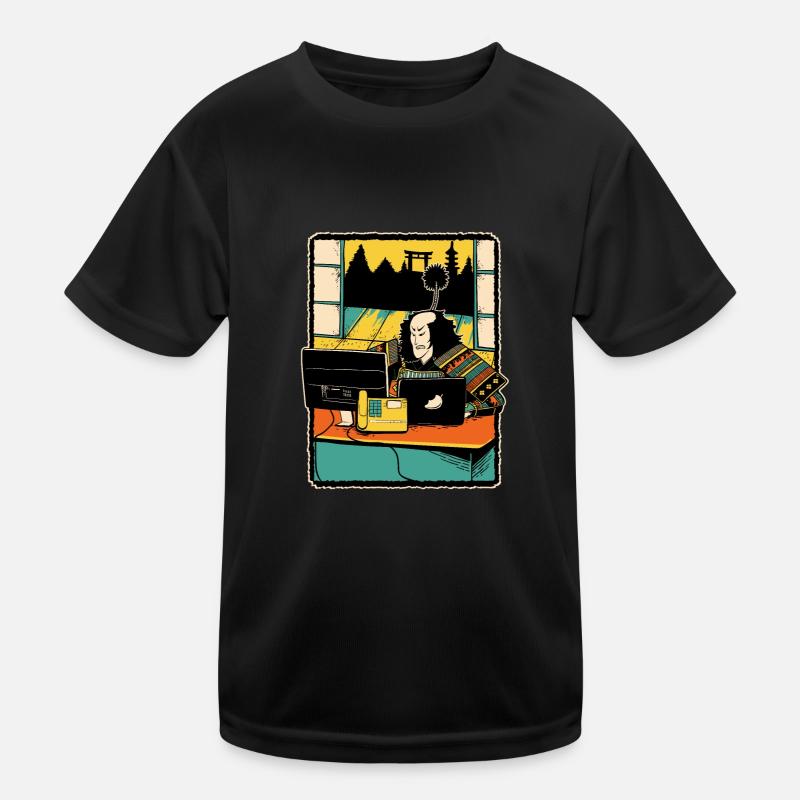 Samurai Computer Nerd Programmierer IT Webdesigner Kinder Funktions-T-Shirt