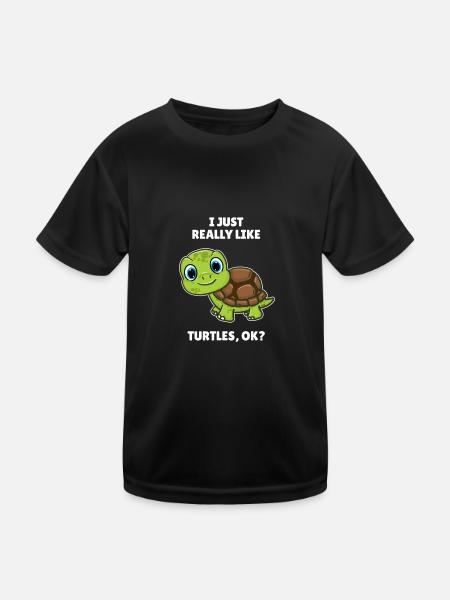 Sea Turtle Lover Gift I Just Really Like Turtles - Kids Functional T-Shirt - black - Front