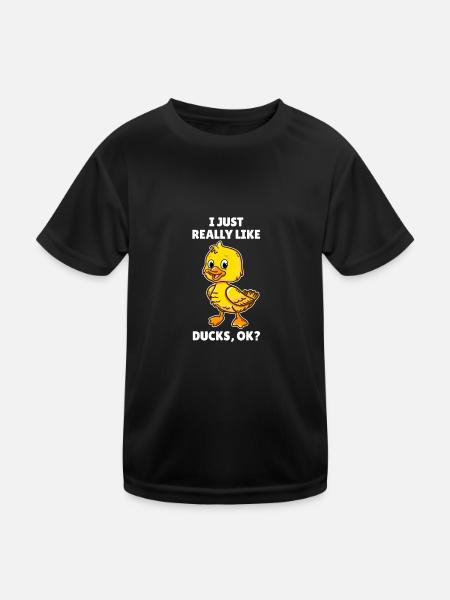 Amateurs de canards, j’aime vraiment les canards - T-shirt sport Enfant - noir - Devant