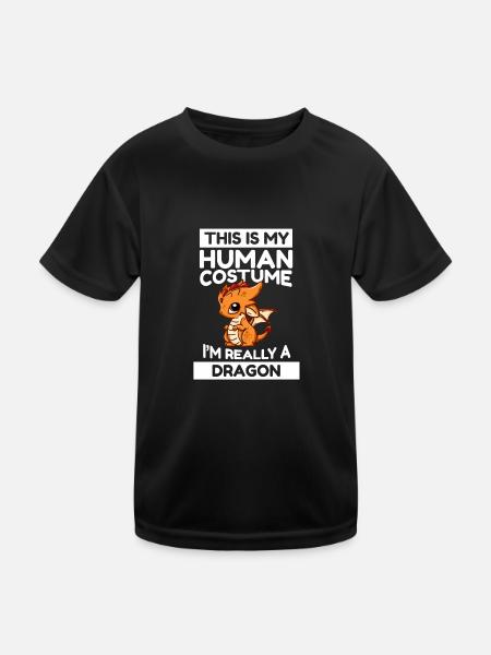 This Is My Human Costume I'm Really A Dragon - Kids Functional T-Shirt - black - Front