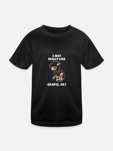 Tierfreund Okapi I Just Really Like Okapis - Kinder Funktions-T-Shirt - Schwarz - Vorne