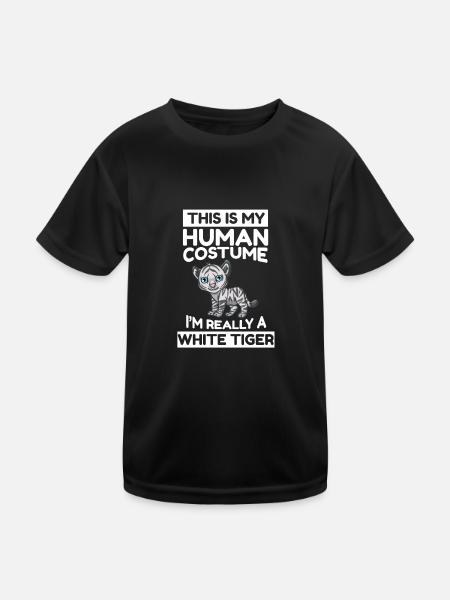 This Is My Human Costume I'm Really A White Tiger - Kids Functional T-Shirt - black - Front