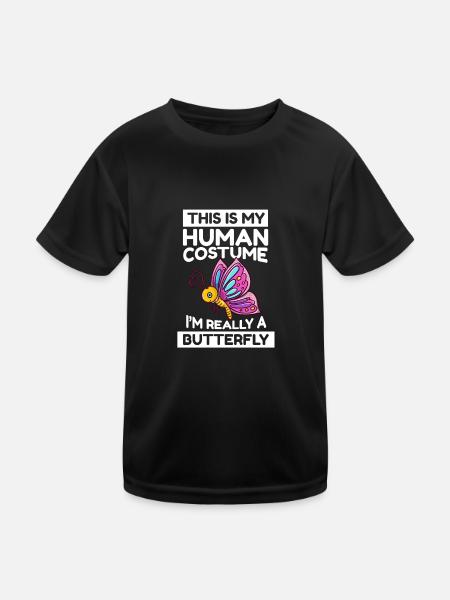 This Is My Human Costume I'm Really A Butterfly - Kids Functional T-Shirt - black - Front