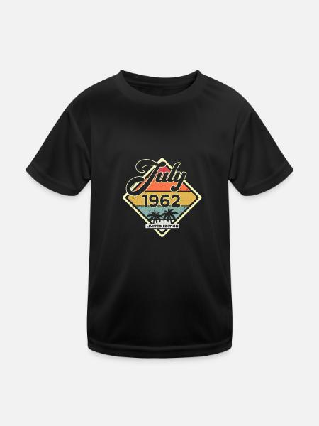 Vintage 60th Birthday July 1962 Sports Gift - Kids Functional T-Shirt - black - Front
