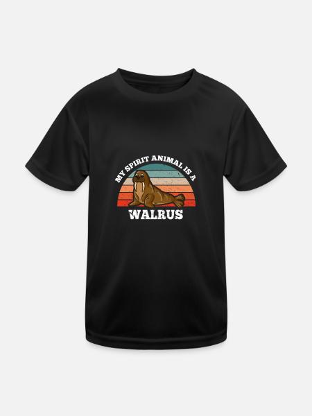 Walross Seekuh Robbe My Spirit Animal Is A Walrus - Kinder Funktions-T-Shirt - Schwarz - Vorne
