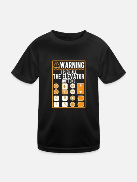 Avertissement Ascenseur Sarcasme Ascenseur Ironie Dictons - T-shirt sport Enfant - noir - Devant