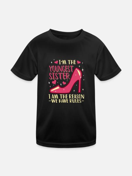 Kleine Schwester Lustige Sprüche Geschwister - Kinder Funktions-T-Shirt - Schwarz - Vorne