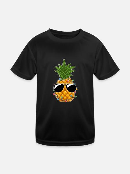 Tropical Fruit Pineapple Christmas In July Summer - Kids Functional T-Shirt - black - Front