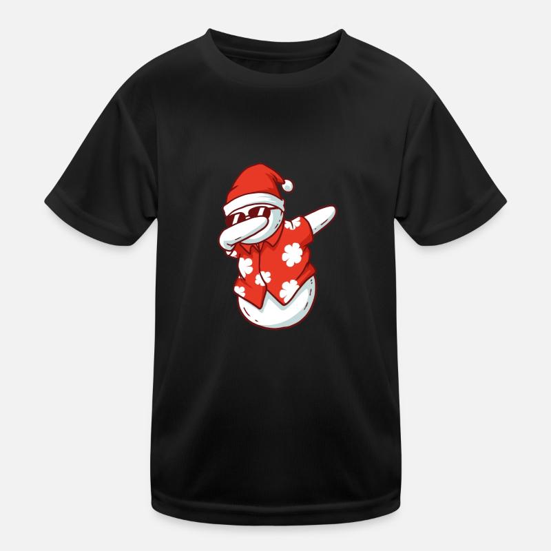 Dabbing Snowman Christmas July Funny Summer Xmas Kids Functional T-Shirt