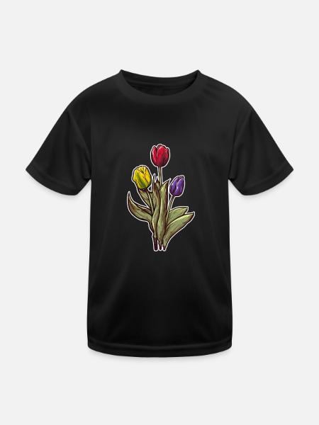 Garten Gärtner Florist Tulpen Blumen Liebhaber - Kinder Funktions-T-Shirt - Schwarz - Vorne