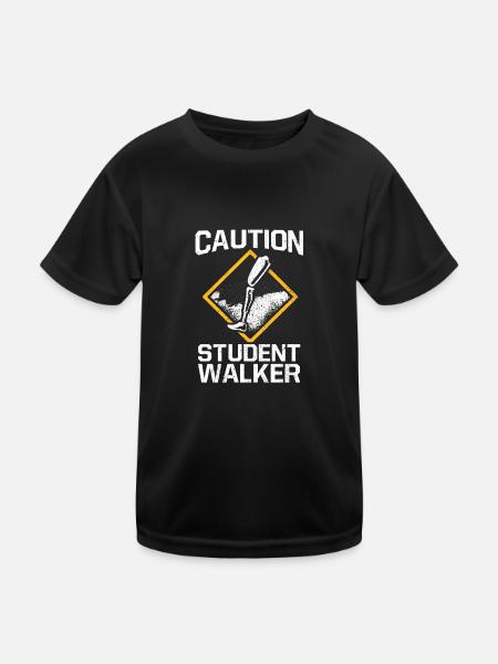 Caution Student Walker Amputation Leg Disability - Kids Functional T-Shirt - black - Front