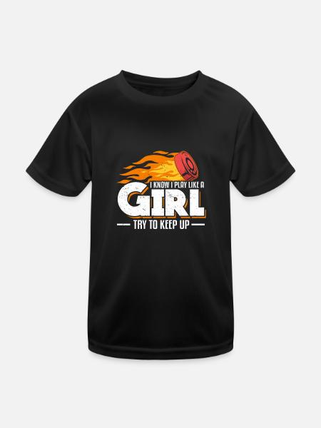 Je sais que je joue comme une fille essayer de garder le hockey - T-shirt sport Enfant - noir - Devant