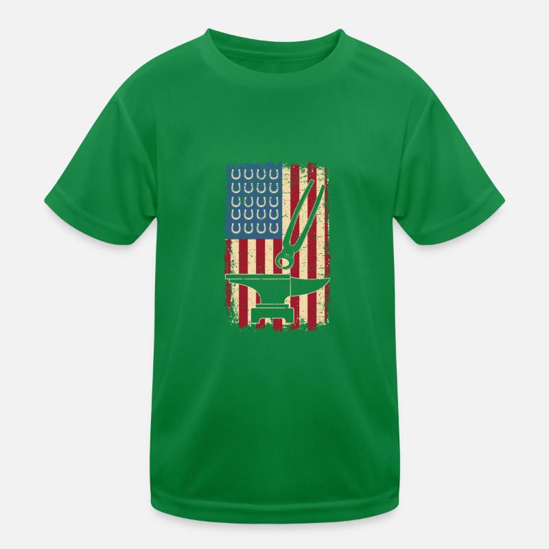 Blacksmith Horseshoe Farrier US Patriotic American Kids Functional T-Shirt